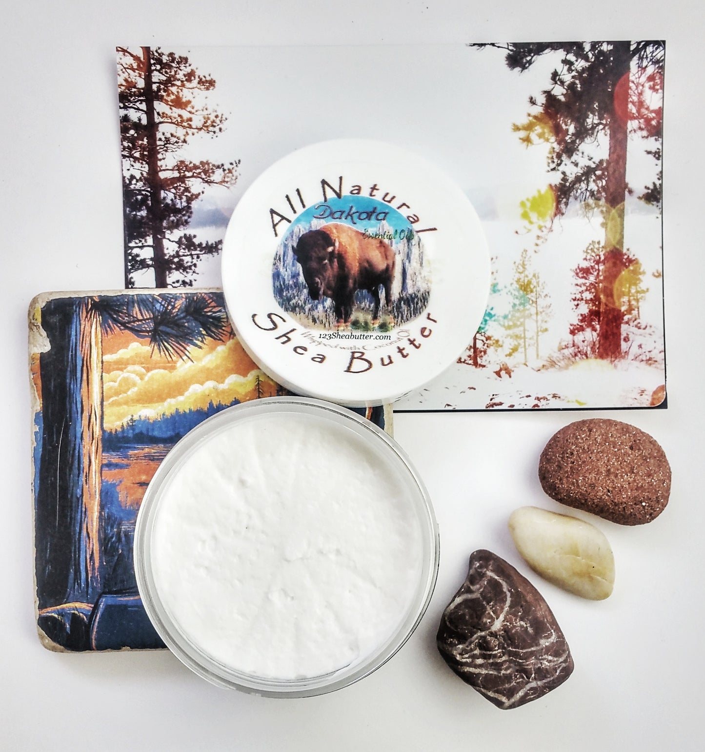 Open jar of dakota black hills Shea butter blend 