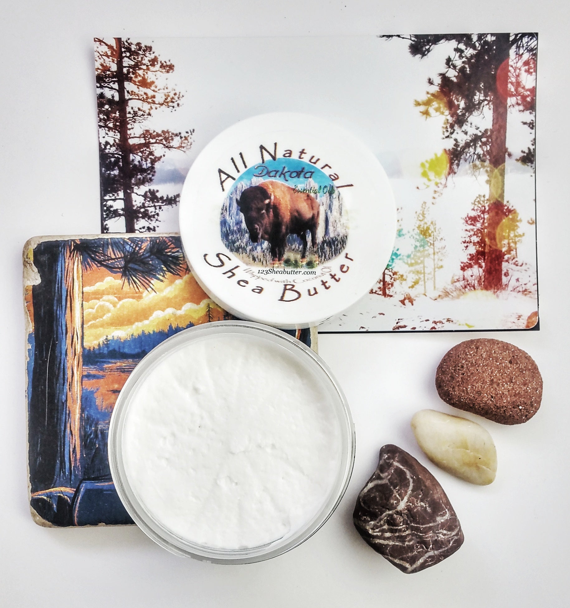 Open jar of dakota black hills Shea butter blend 