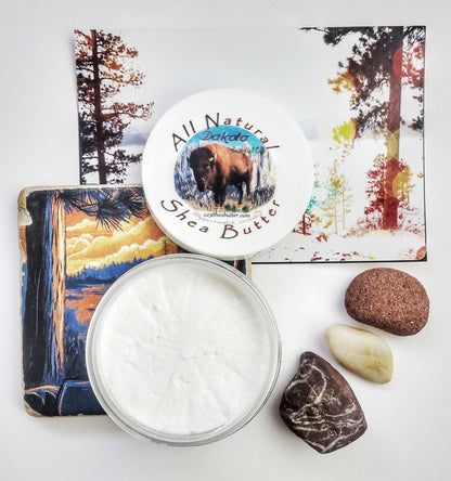 Open jar of dakota black hills Shea butter blend 
